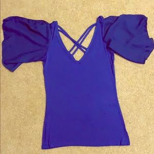 Royal blue cold shoulder blouse
